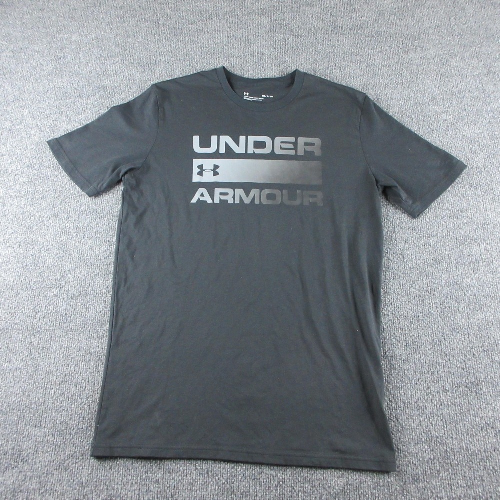 Under Armour Shirt Mens S Black Short‎ Sleeve Loose Fit Logo Graphic Tee Gym